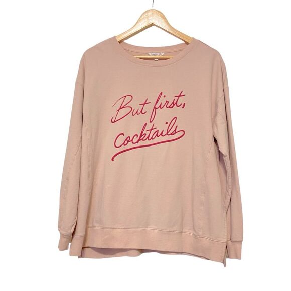 Wildfox Peach Drop Shoulder Cocktails Sweatshirt Sz Large NWOT - Picture 1 of 8